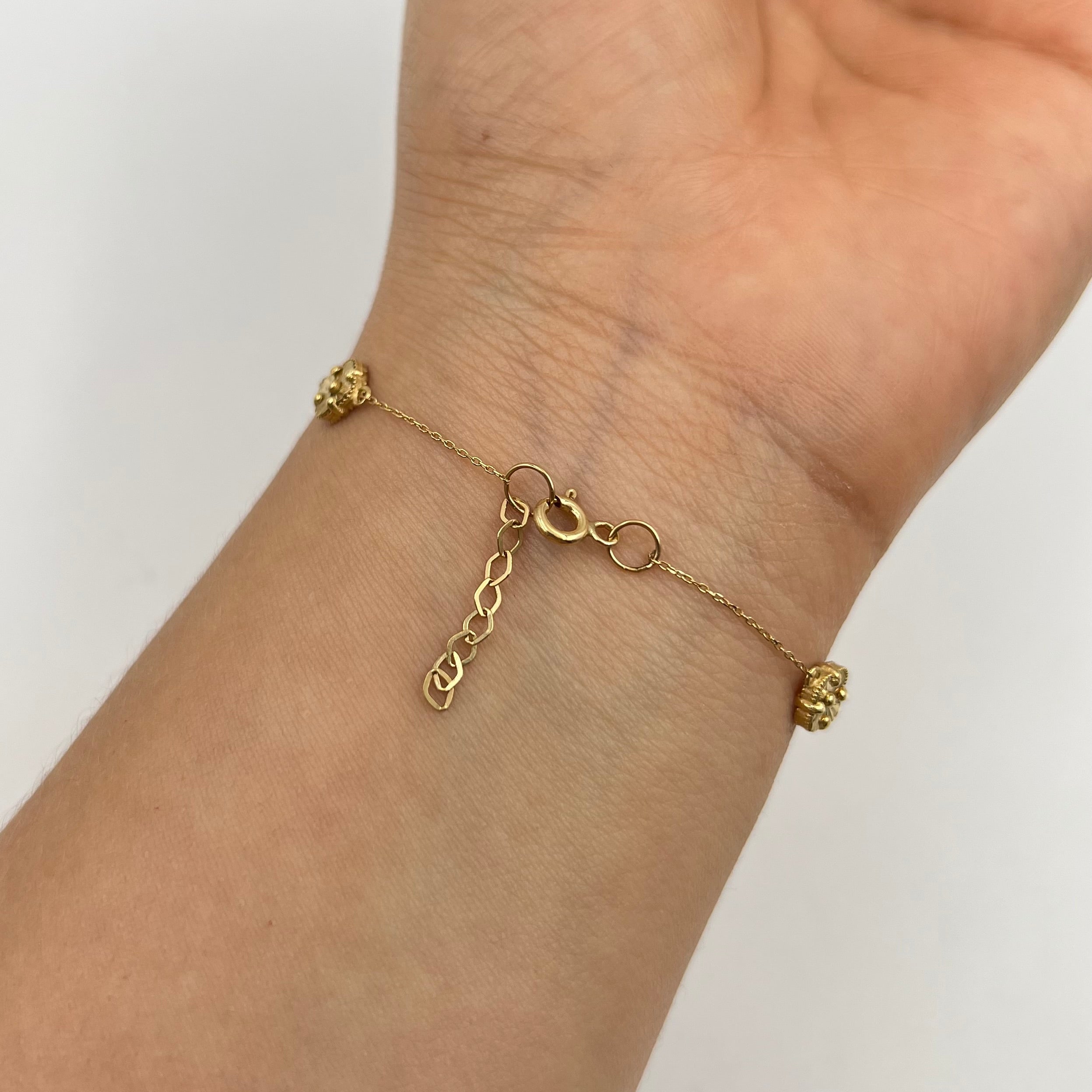 PULSO ITALY TREBOL DIAMANTADO  ORO AMARILLO 18K +3 / 2,85 GR / 6 MM / 20 CM