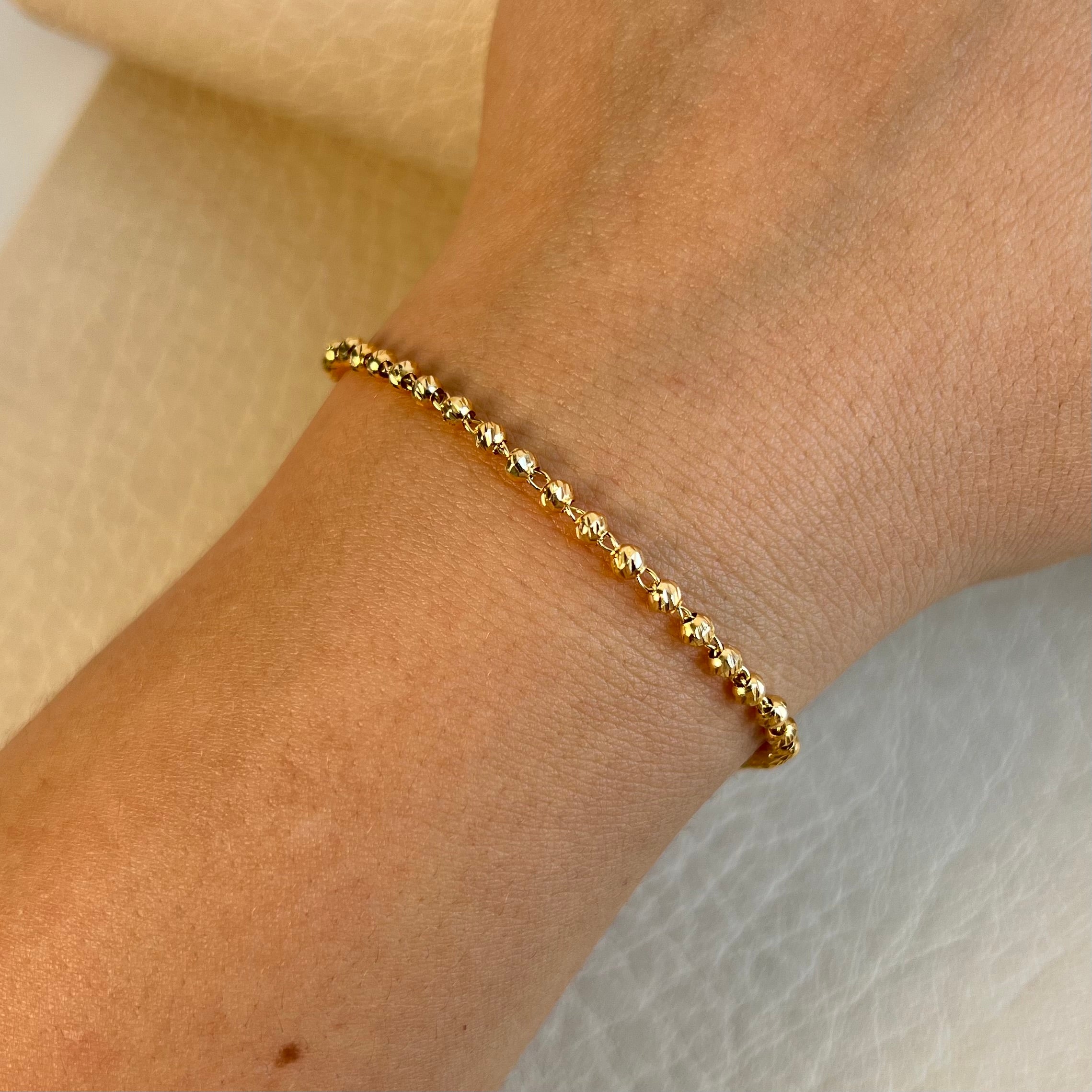 PULSO MILITAR DIAMANTADO  ORO AMARILLO 18K +2 / 3,41 GR / 3 MM / 20 CM