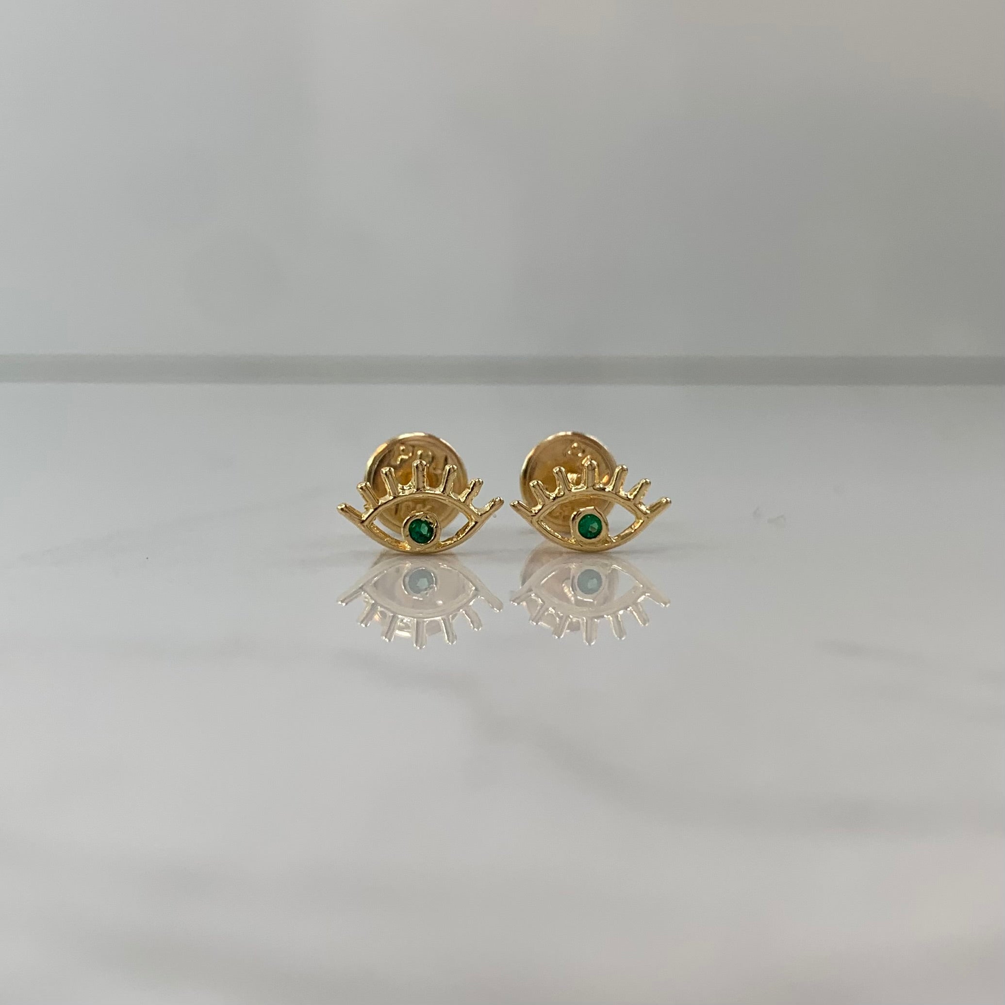 TOPOS OJO / CIRCON VERDE ORO AMARILLO 18K 0,7 GR / 8,5 MM