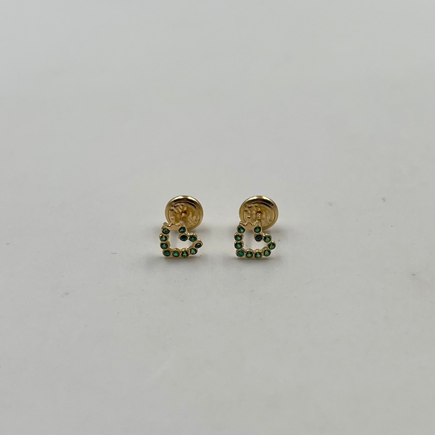 TOPOS CORAZON CON CIRCONES VERDES  ORO AMARILLO 18K 0,7 GR / 5 MM