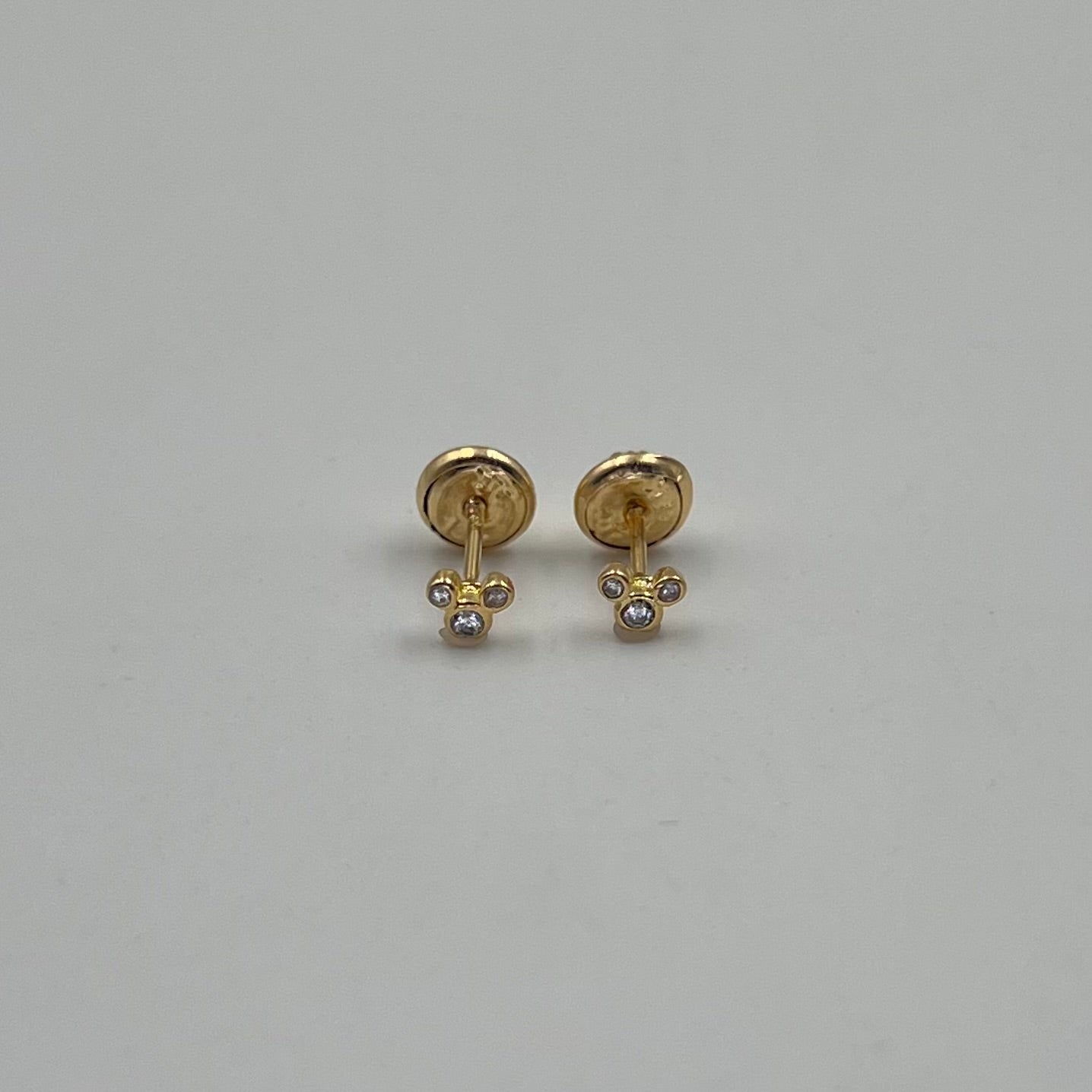 TOPOS TRES CIRCONES BLANCO  ORO AMARILLO 18K 0,6 GR / 4 MM