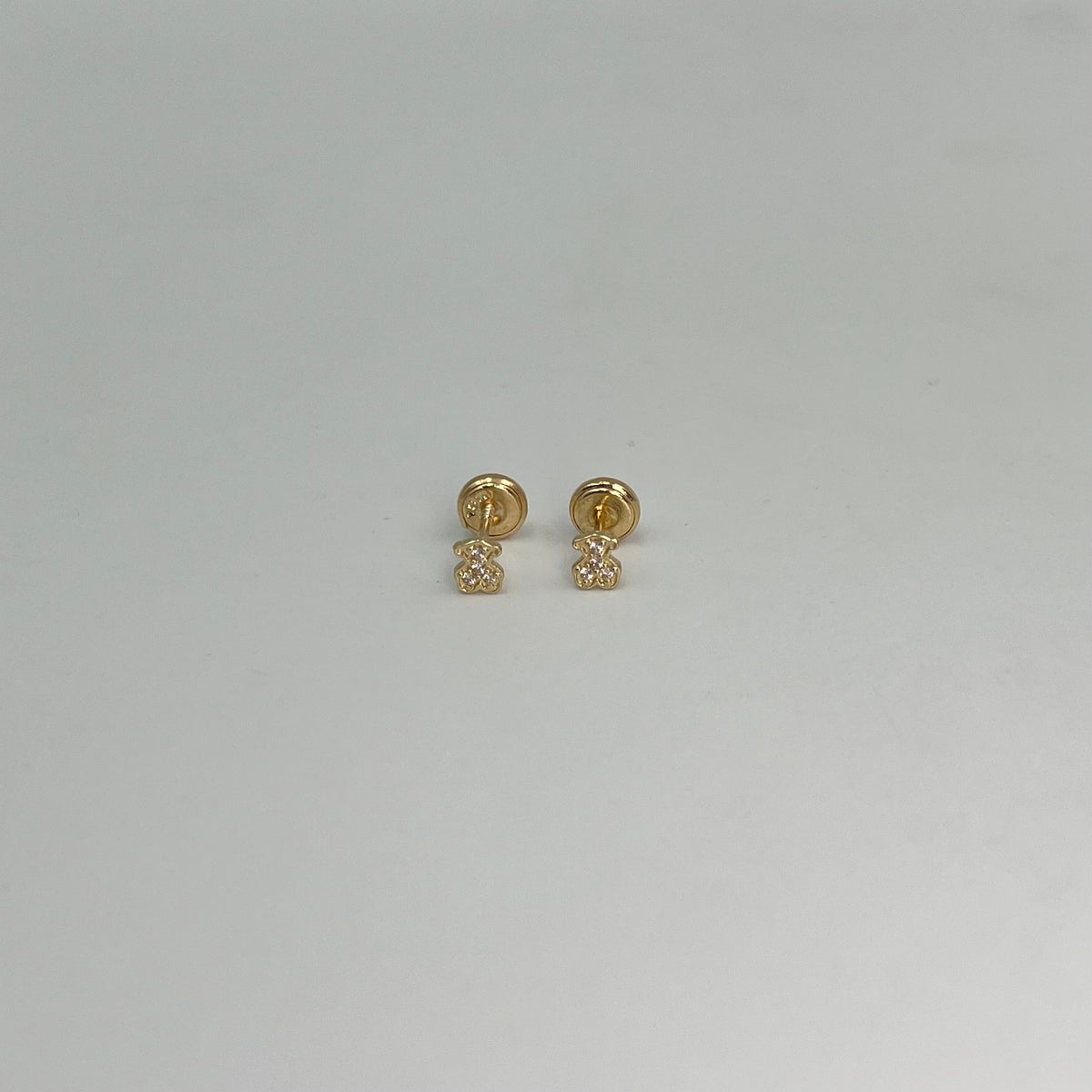 TOPOS OSO CIRCONES BLANCOS  ORO AMARILLO 18K 0,64 GR / 3 MM